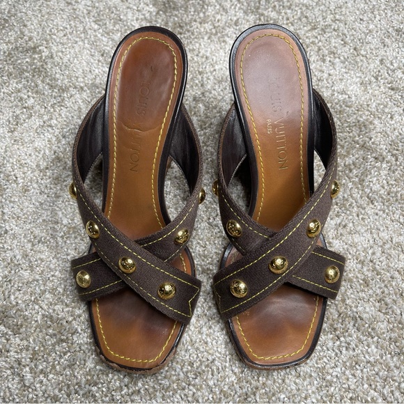 Louis Vuitton Criss Cross Wedge Sandals - Picture 2 of 8